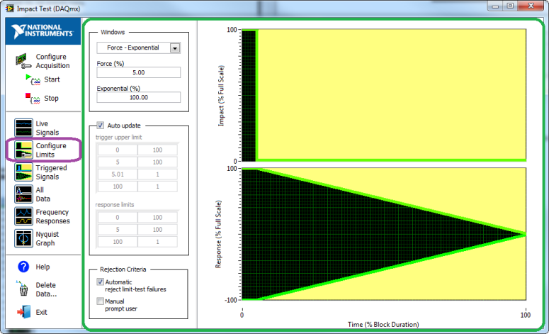 Configure limits screenshot